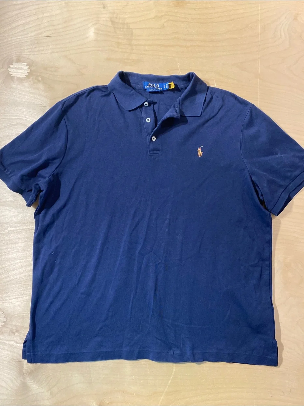 Polo Ralph Lauren Men's Navy Polo with Gold Pony Embroidery Large (Z)